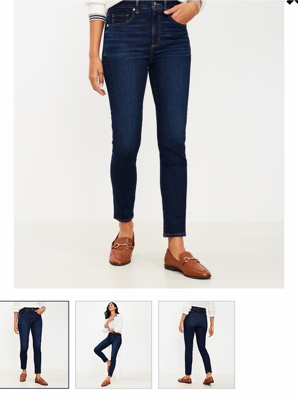 LOFT High Rise Skinny Ankle Jeans Size 6/28 Dark Indigo Blue